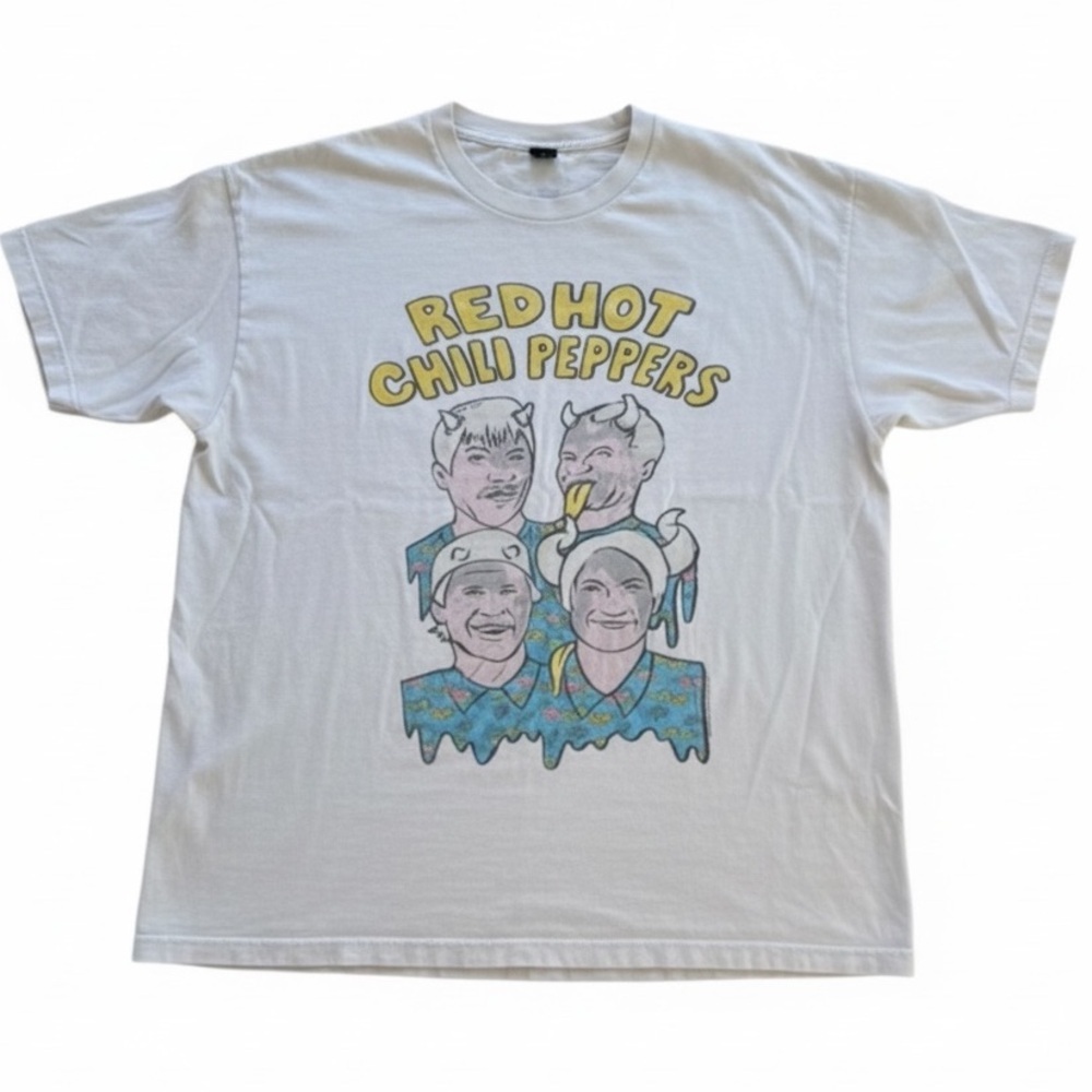 Red Hot Chili Peppers 2017 Tour Concert Tee Band Shirt – White Vintage-Style XXL